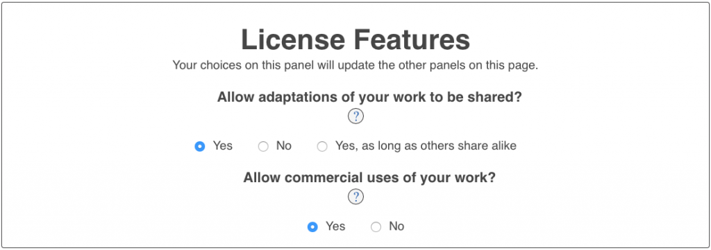 License features of the chooser