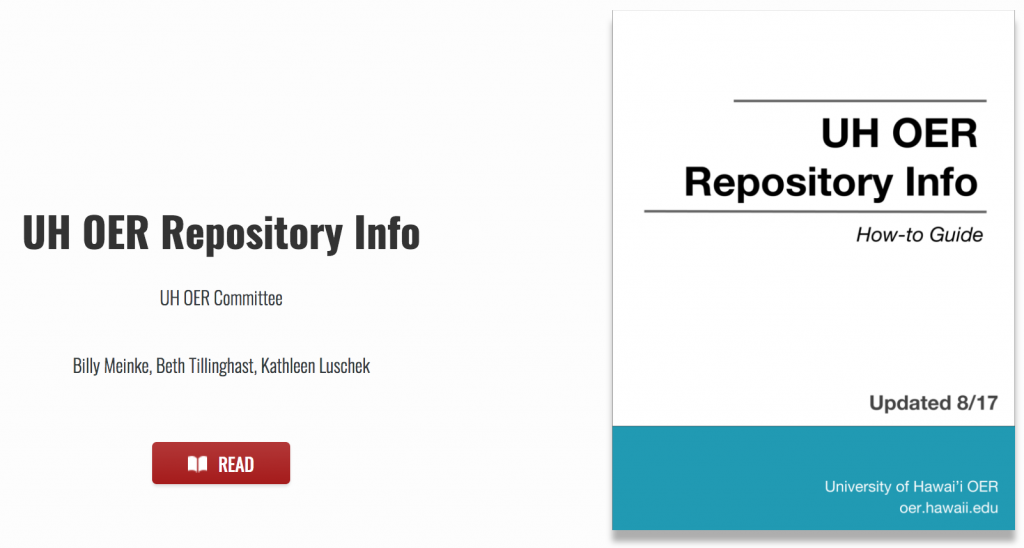 Screenshot of UH OER Repository cover