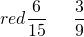 \[ \textcolor{red}{\frac 6{15}} \ \phantom{+} \ \frac 3 9\]